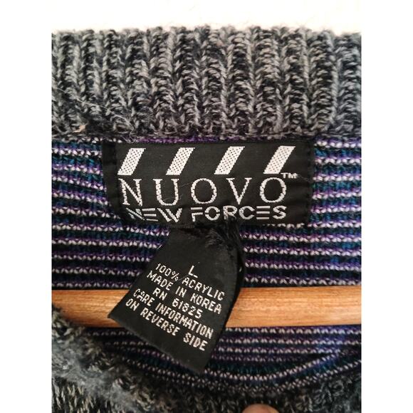 Vintage Nuovo new forces 80s abstract gray and blue sweater - Picture 3 of 4